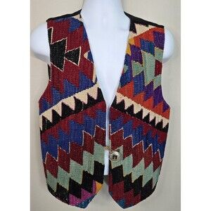 Vintage Matt Camron Aztec Western Vest Mens Small (Fits Like M) 100% Wool Front